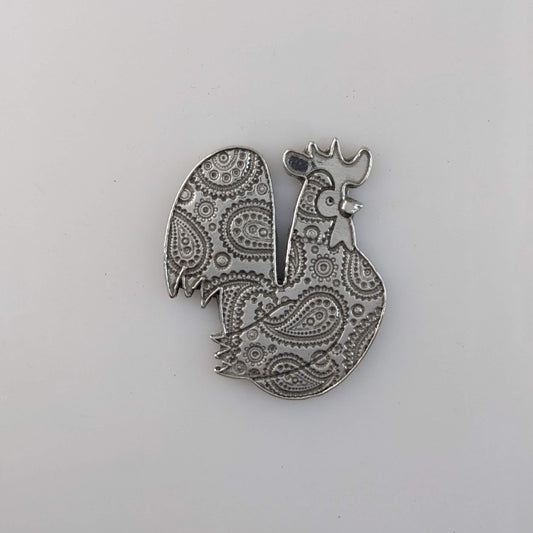 Paisley Rooster, pewter magnet