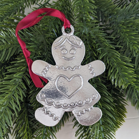 Gingerbread Woman pewter Christmas Ornament