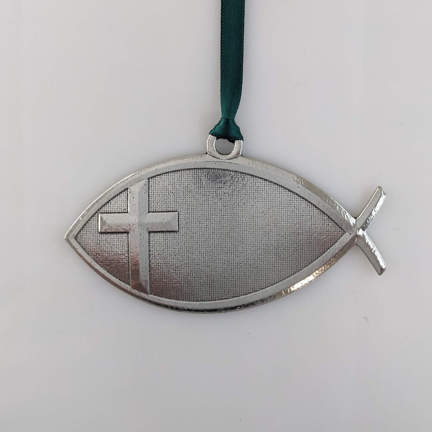 Ichthys, Jesus Fish pewter Christmas Ornament