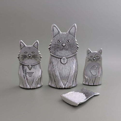 Pewter cat measuring spoons