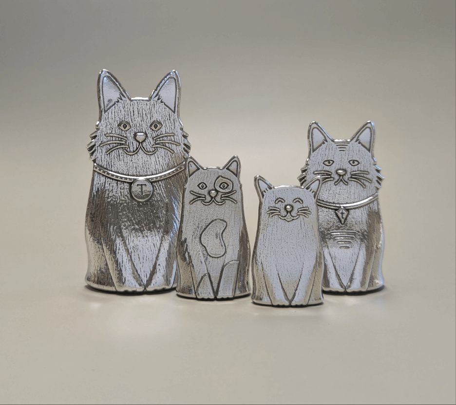 Pewter cat measuring spoons