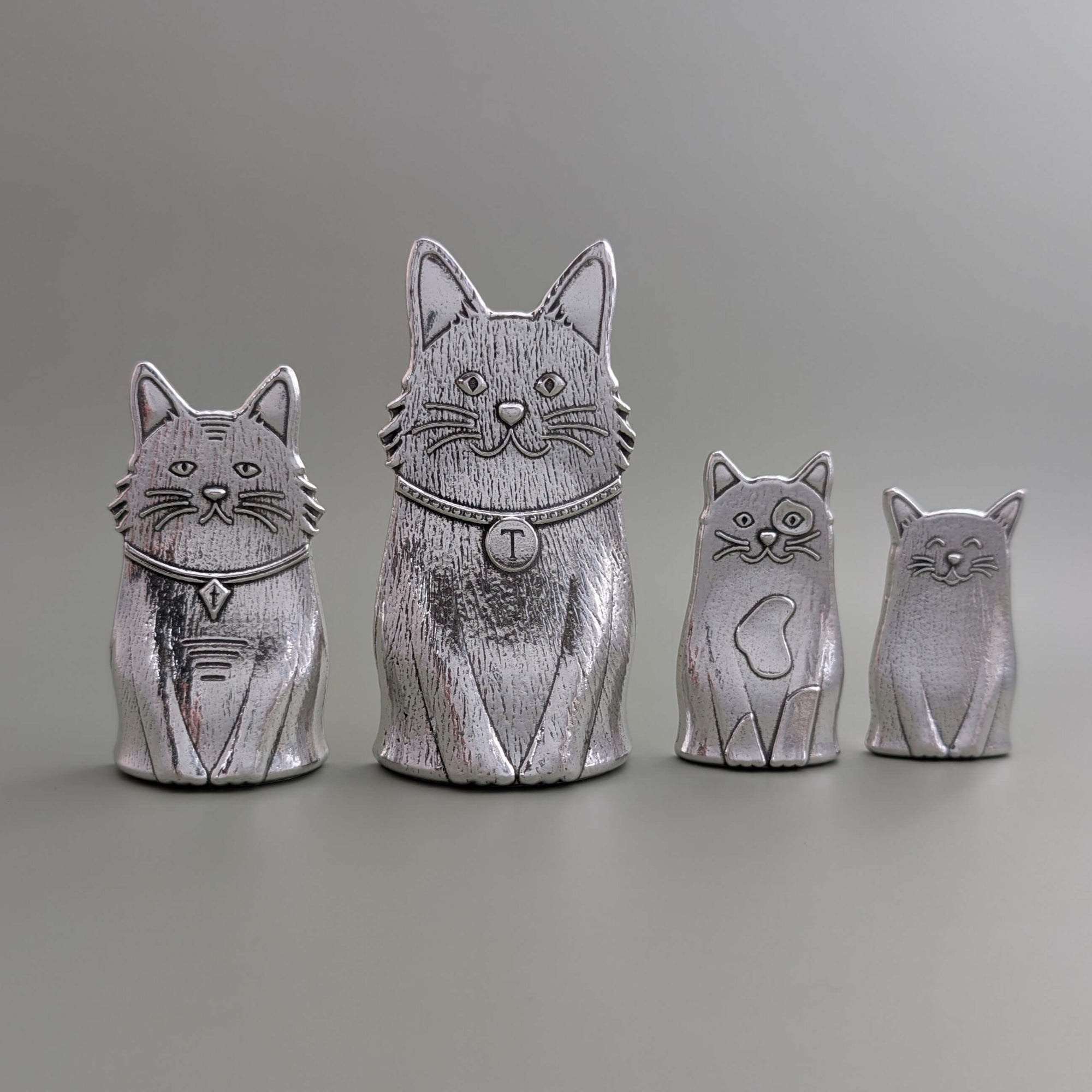 Pewter cat measuring spoons