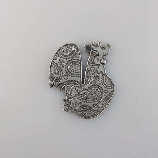 Paisley Rooster, pewter magnet