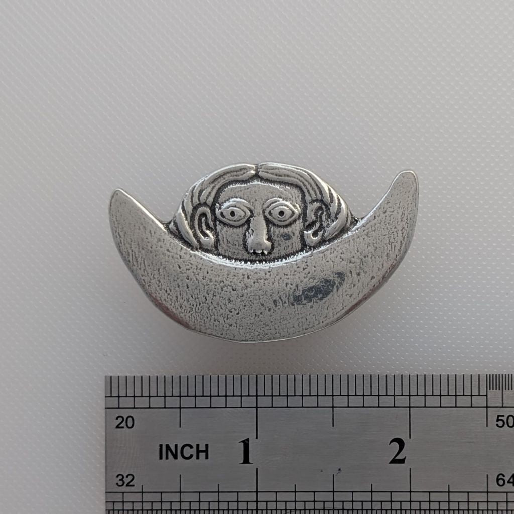 Pewter Moon and Man magnet with ruler