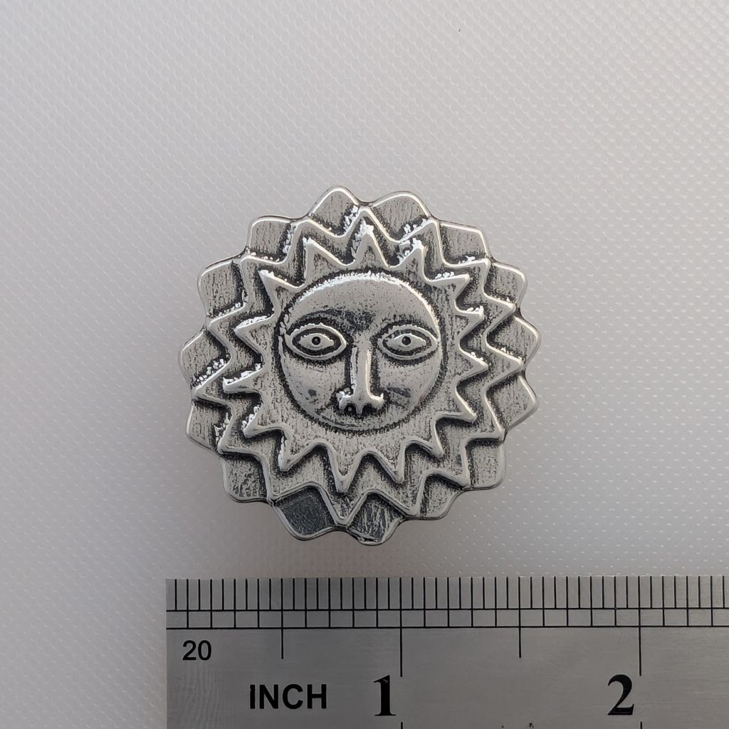 Pewter Sun Face magnet with ruler