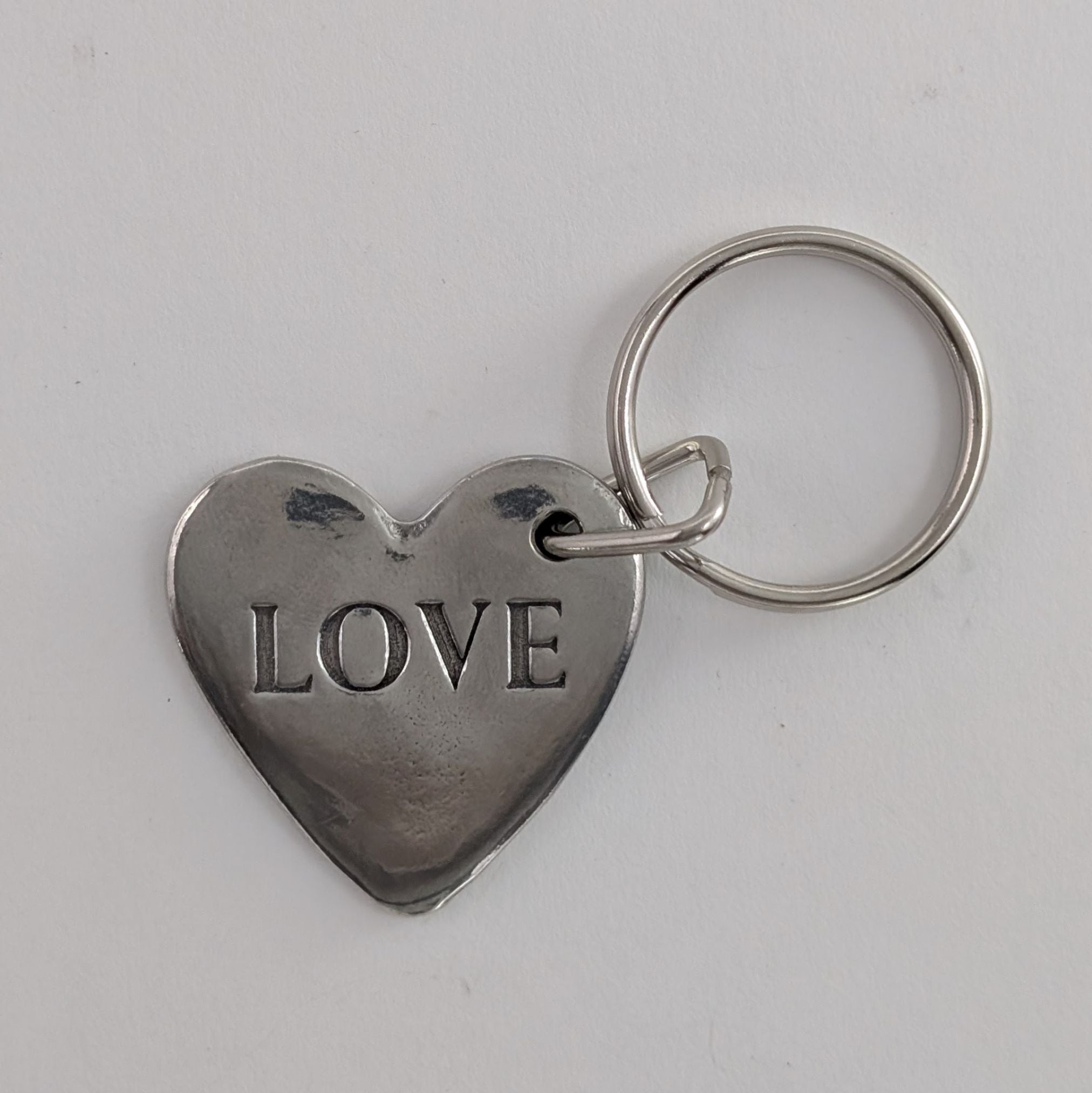 Roosfoos-Love Always Heart Keychain — Solid Pewter Love side