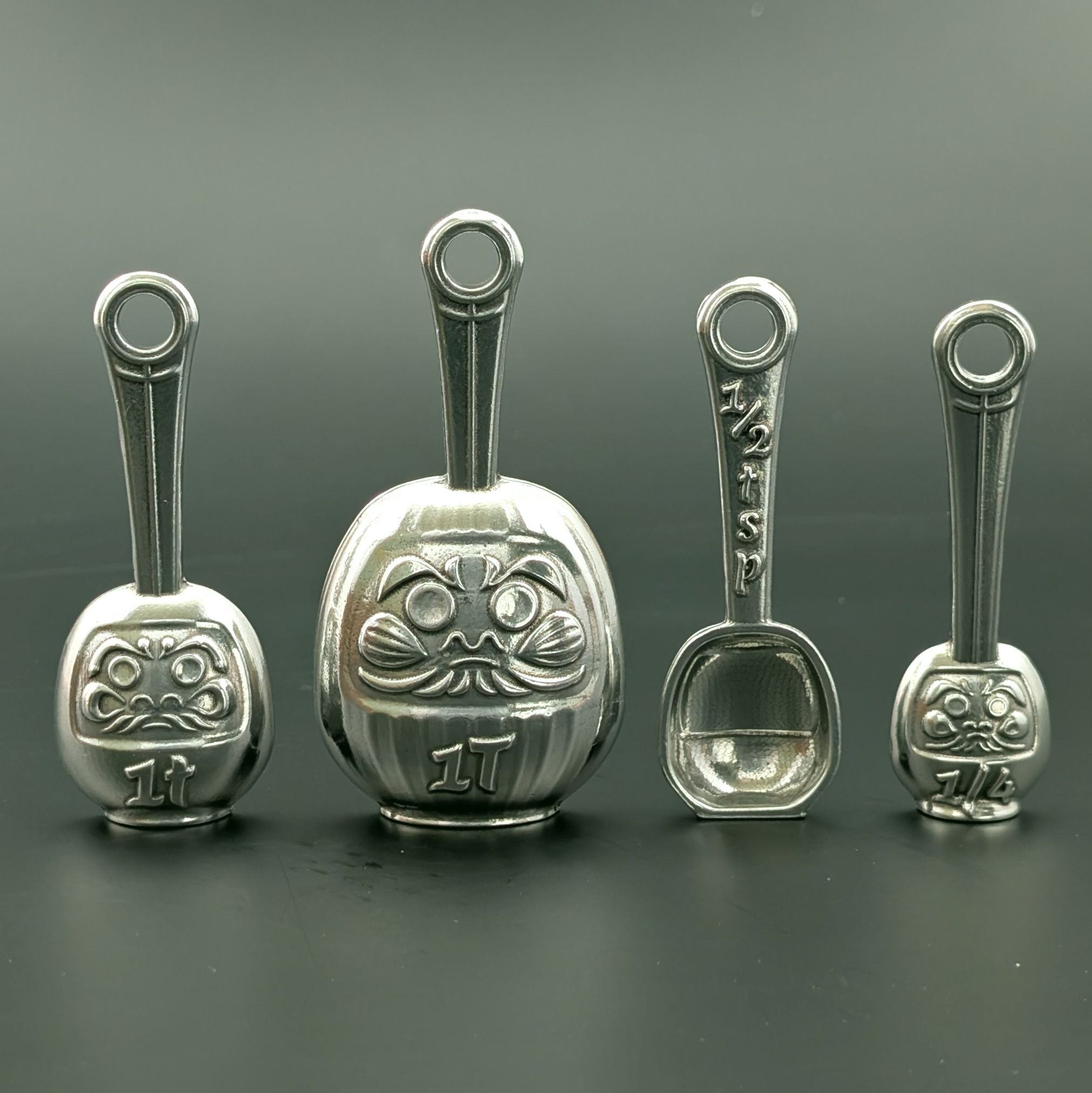 Daruma Measuring Spoon Set- Handcrafted Pewter