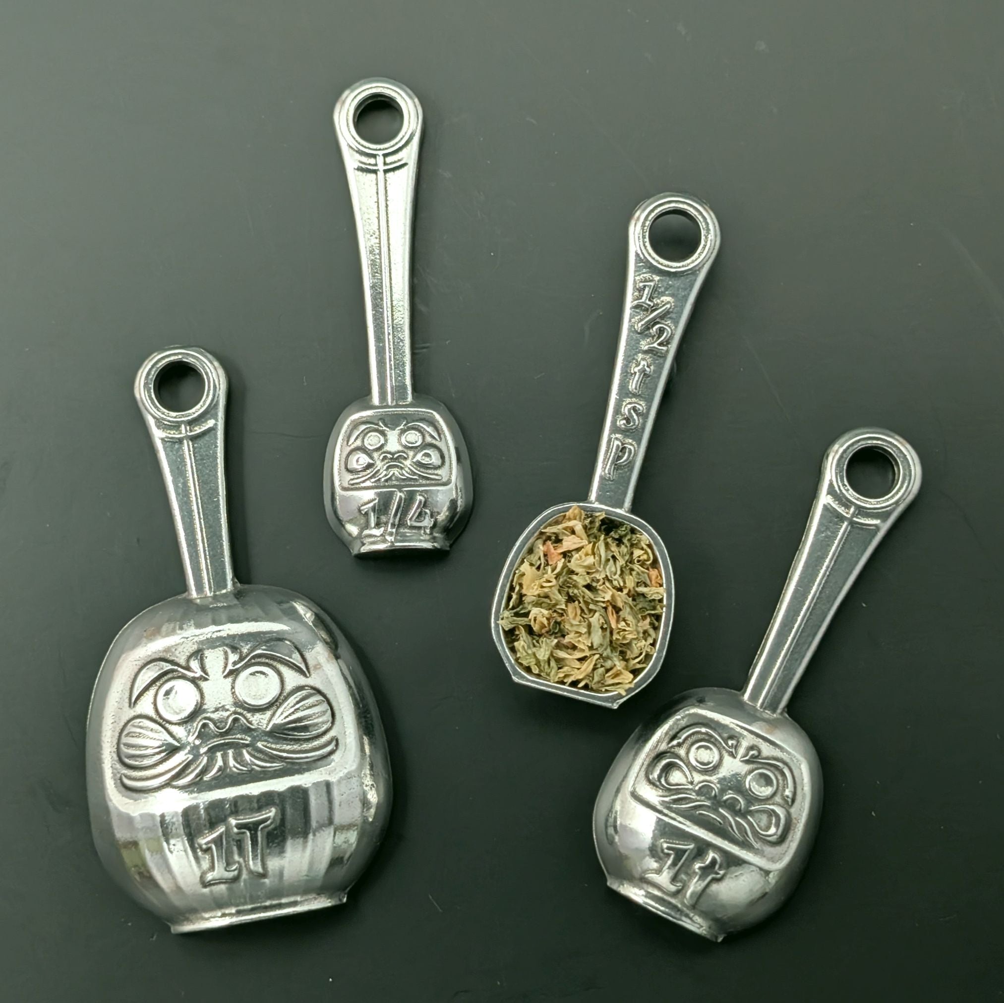 Daruma Measuring Spoon Set- Handcrafted Pewter