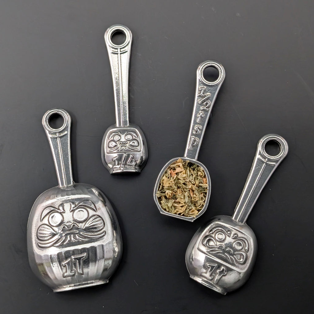 Daruma Measuring Spoon Set – handmade pewter, made in Oregon