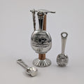 Daruma Measuring Spoon Set with Pewter & Oak Countertop Stand – handmade in Oregon