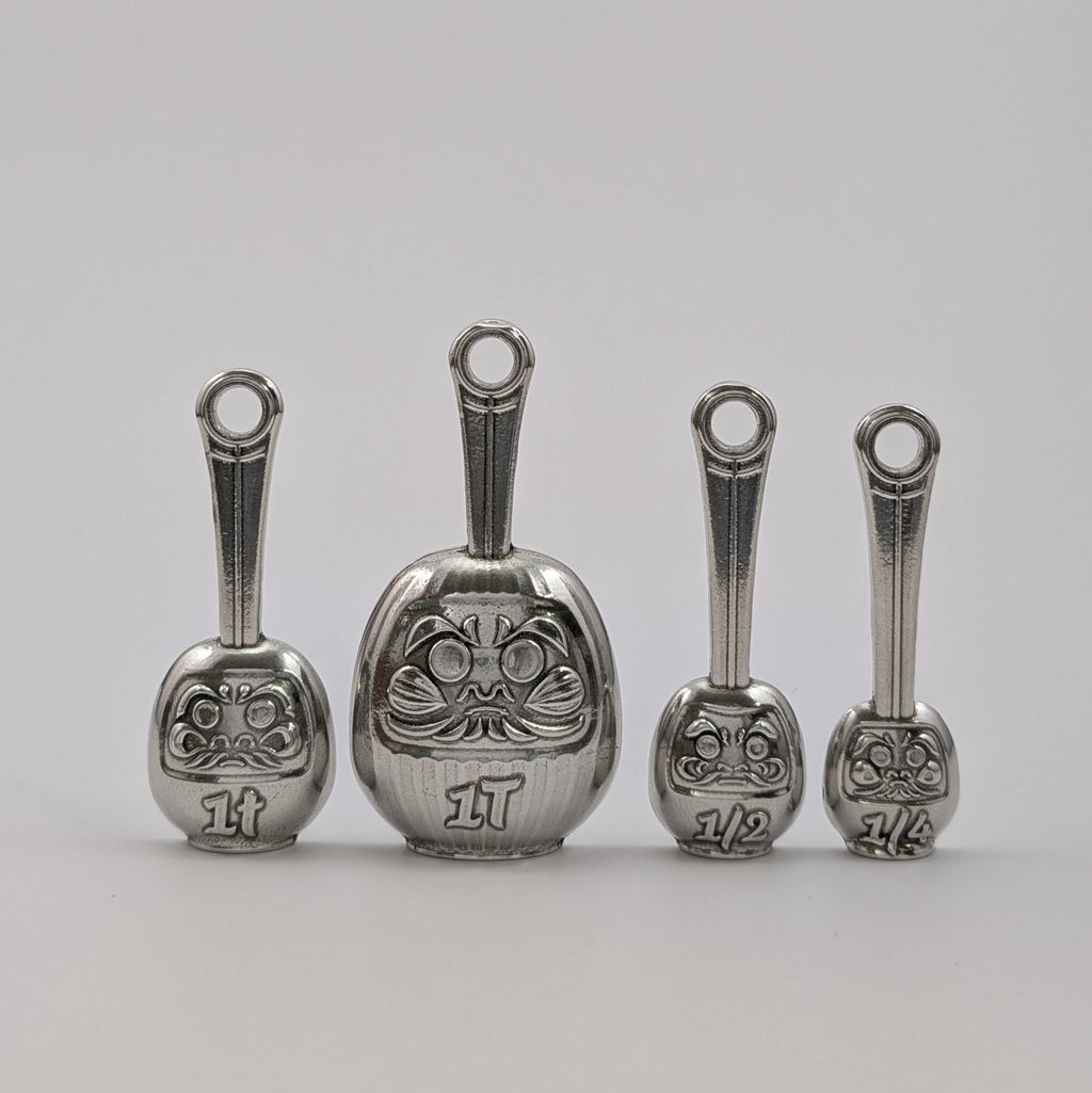 Daruma Measuring Spoon Set – handmade pewter, made in Oregon