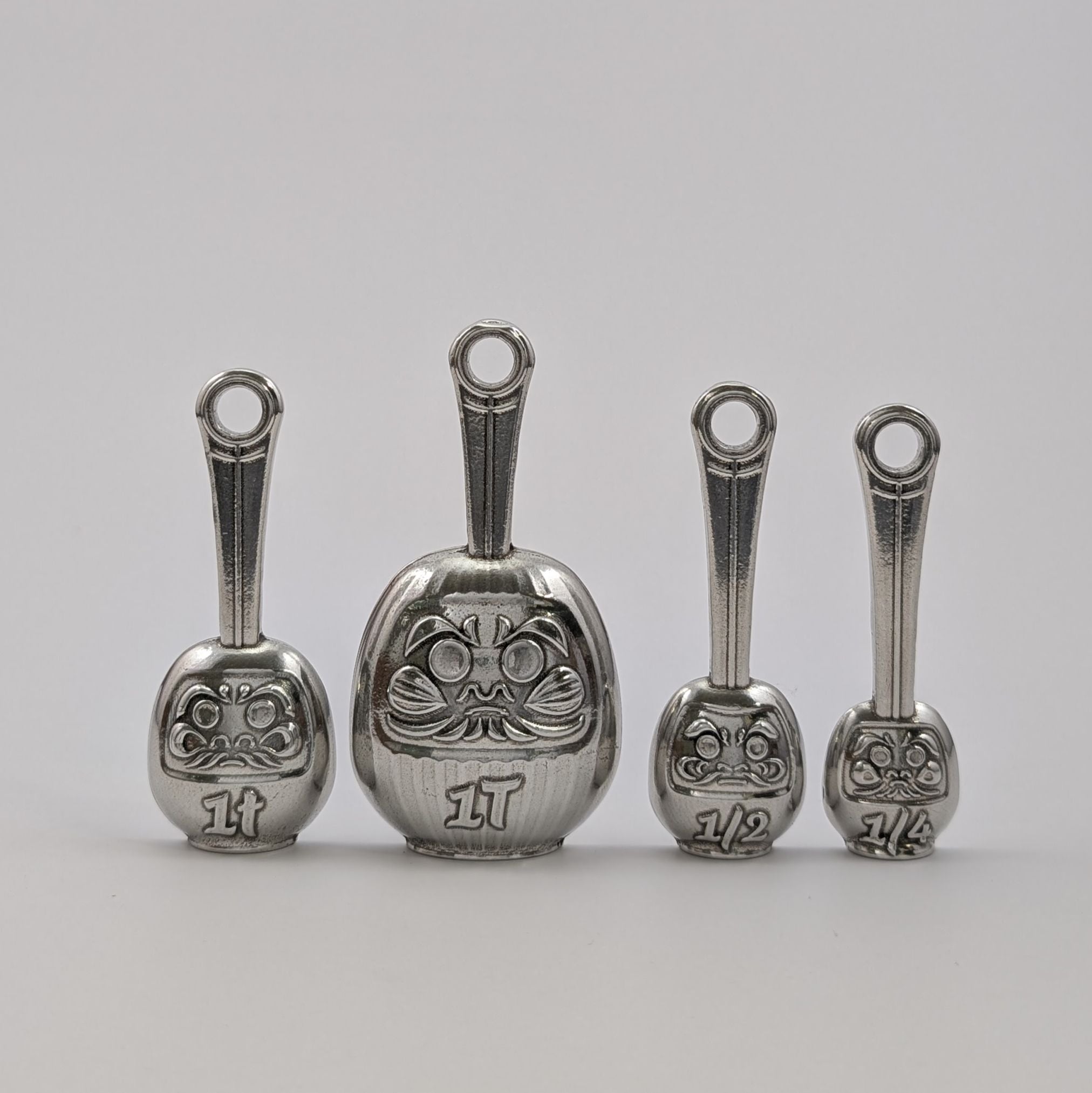 Daruma Measuring Spoon Set – handmade pewter, made in Oregon