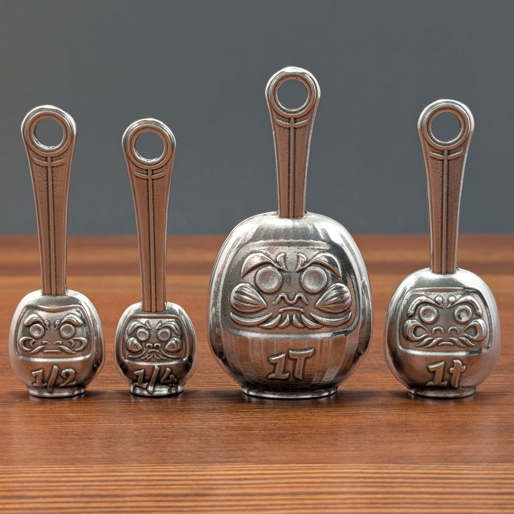 Daruma Measuring Spoon Set – handmade pewter, made in Oregon