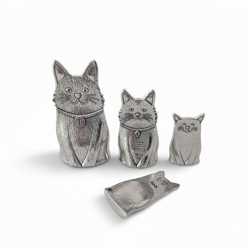 Pewter cat measuring spoons