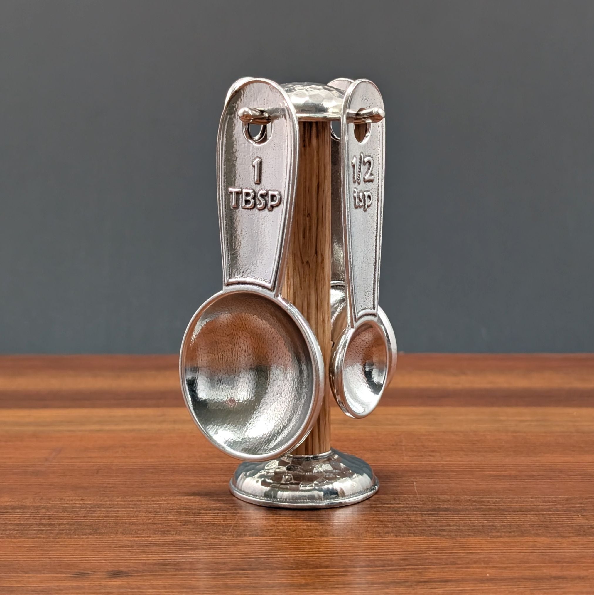 Daily Measuring Spoon Set with Countertop Stand – handmade pewter, made in Oregon 2