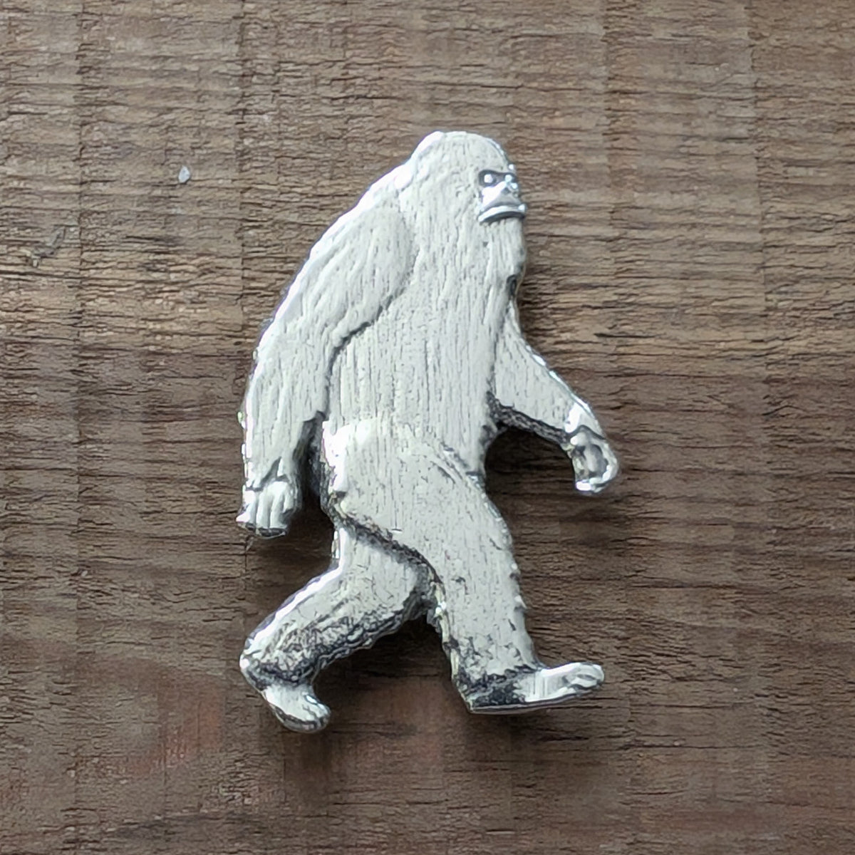 Bigfoot Magnet – alternate view, handmade pewter