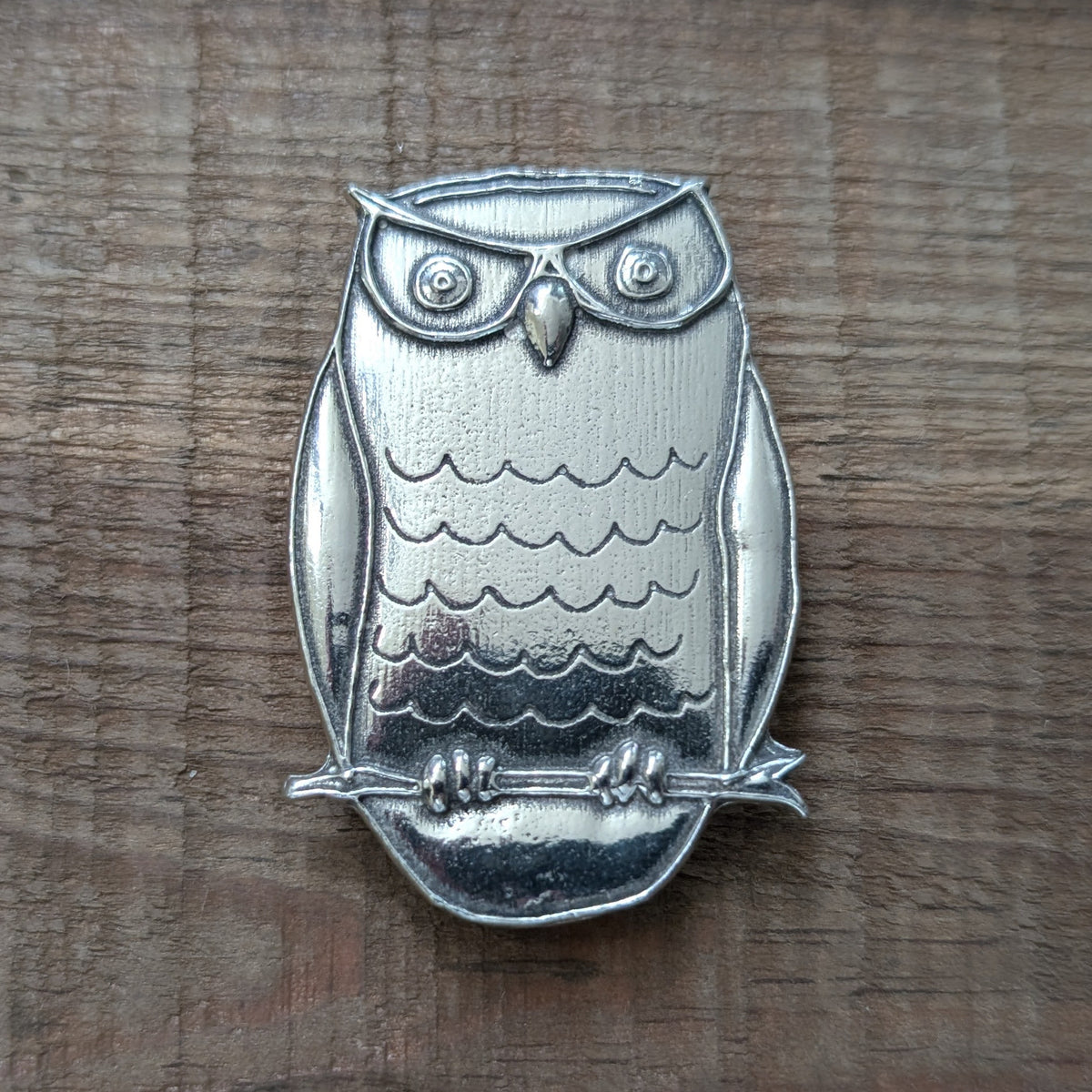 Cornelius the Owl Magnet – handmade pewter, made in Oregon