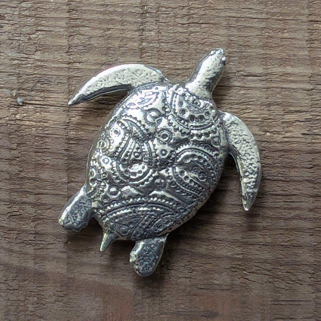 Paisley Sea Turtle Magnet – handmade pewter, made in Oregon