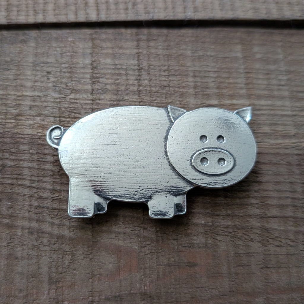 Peaches the Pig Magnet – handmade pewter, made in Oregon