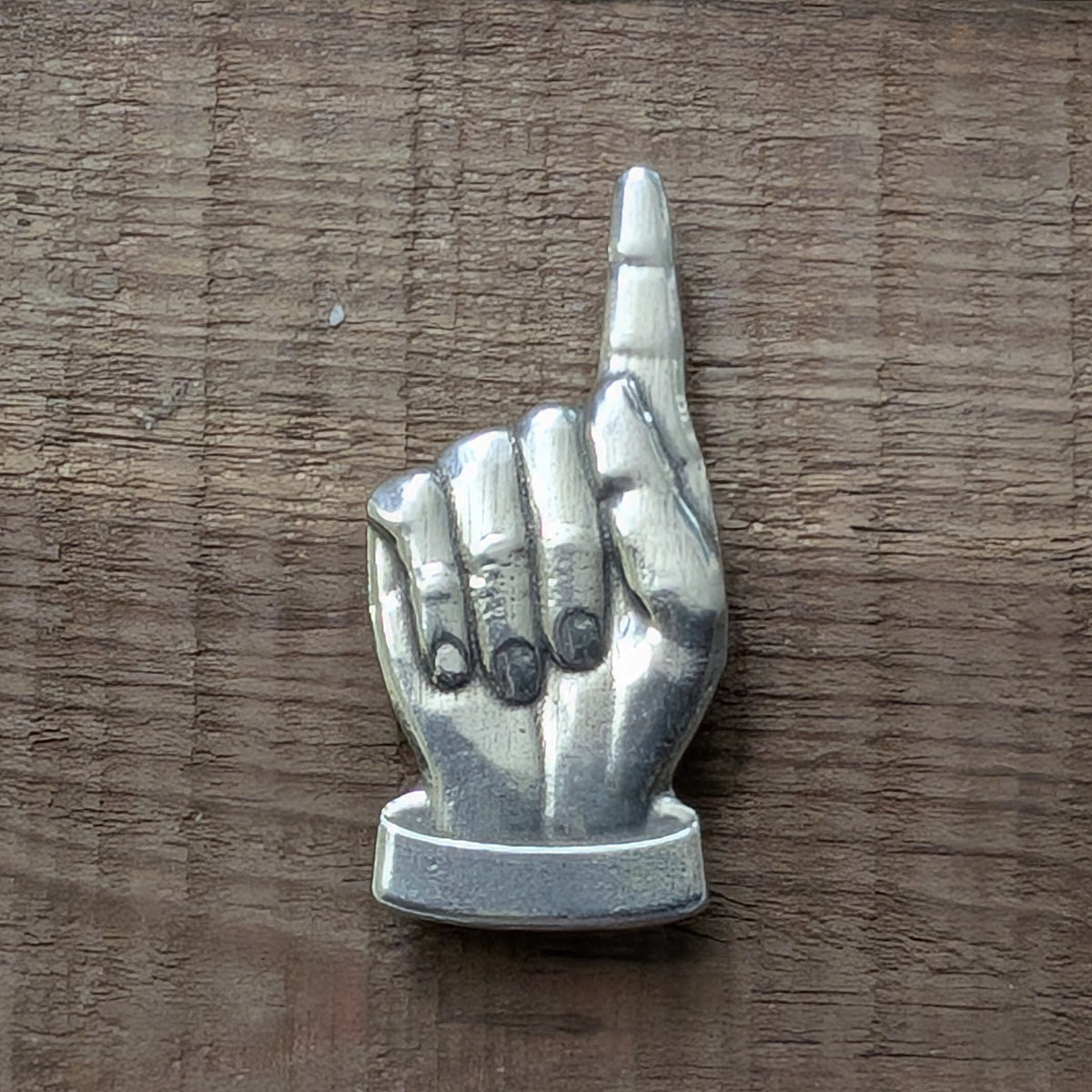 Pointing Hand Magnet – handmade pewter, made in Oregon