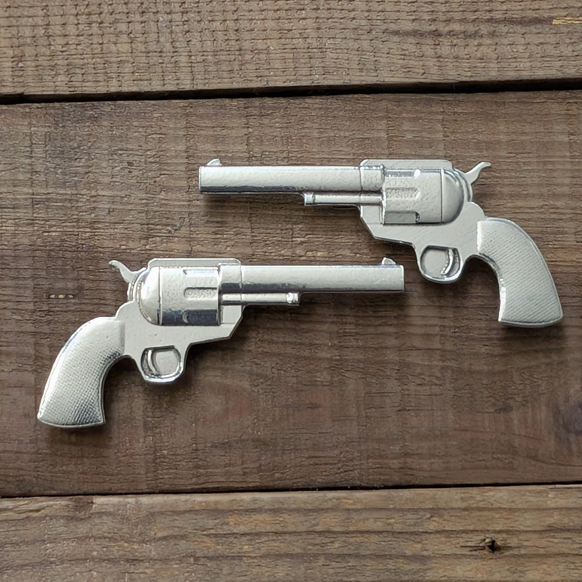 Six Shooters Magnet Pair – handmade pewter, made in Oregon