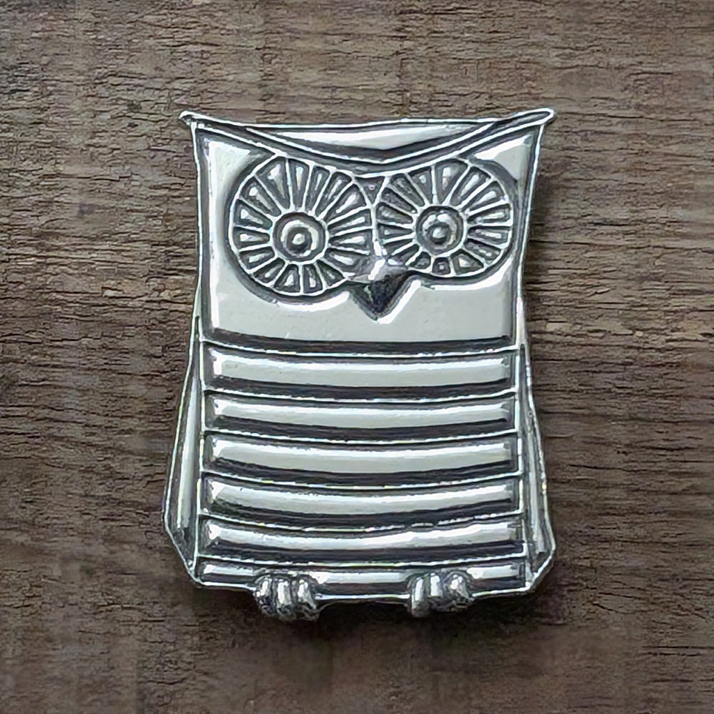 Wendel the Owl Magnet – handmade pewter, made in Oregon
