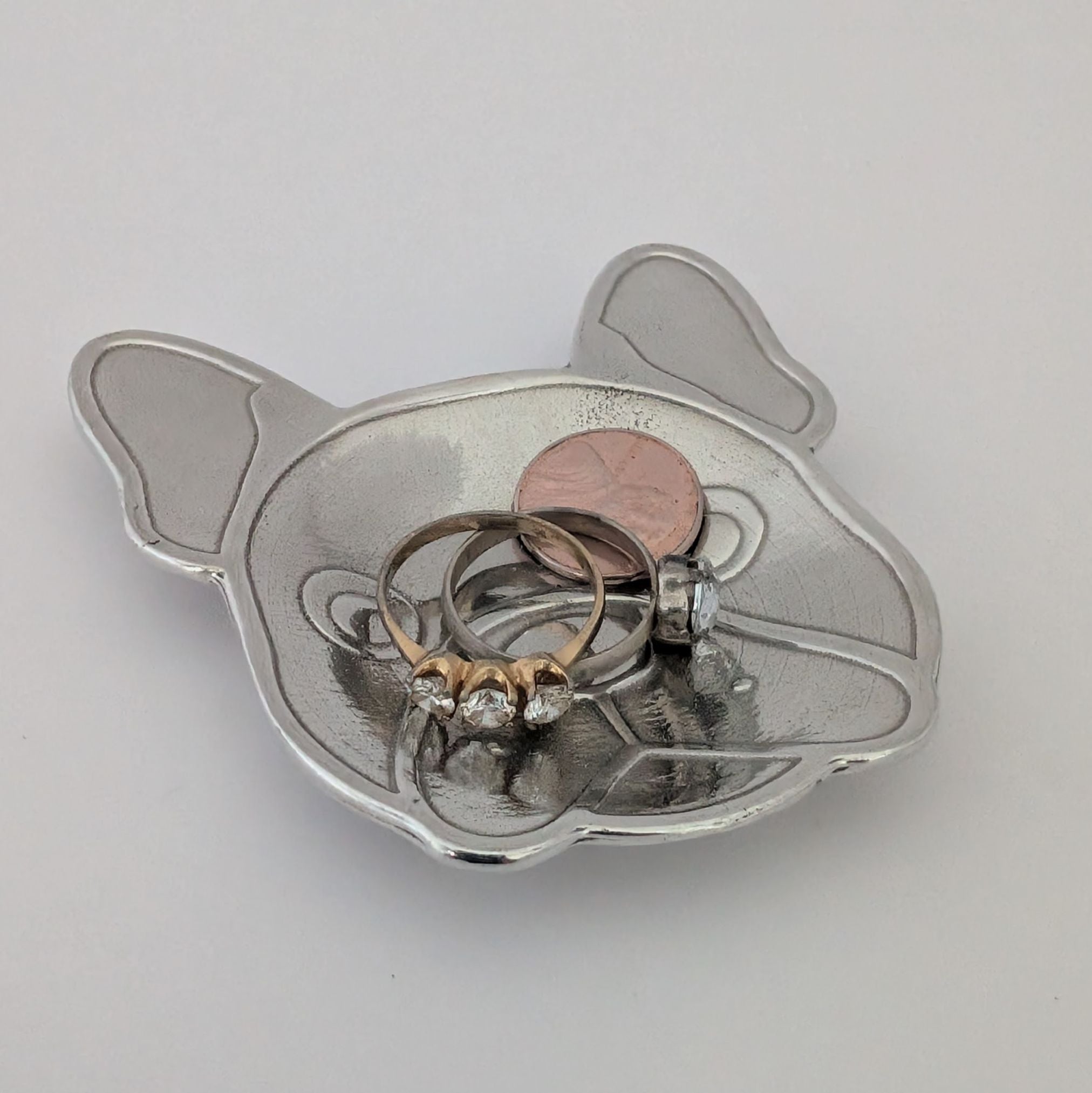 French Bulldog Pewter Ring Dish | Dog Teabag Holder by Roosfoos