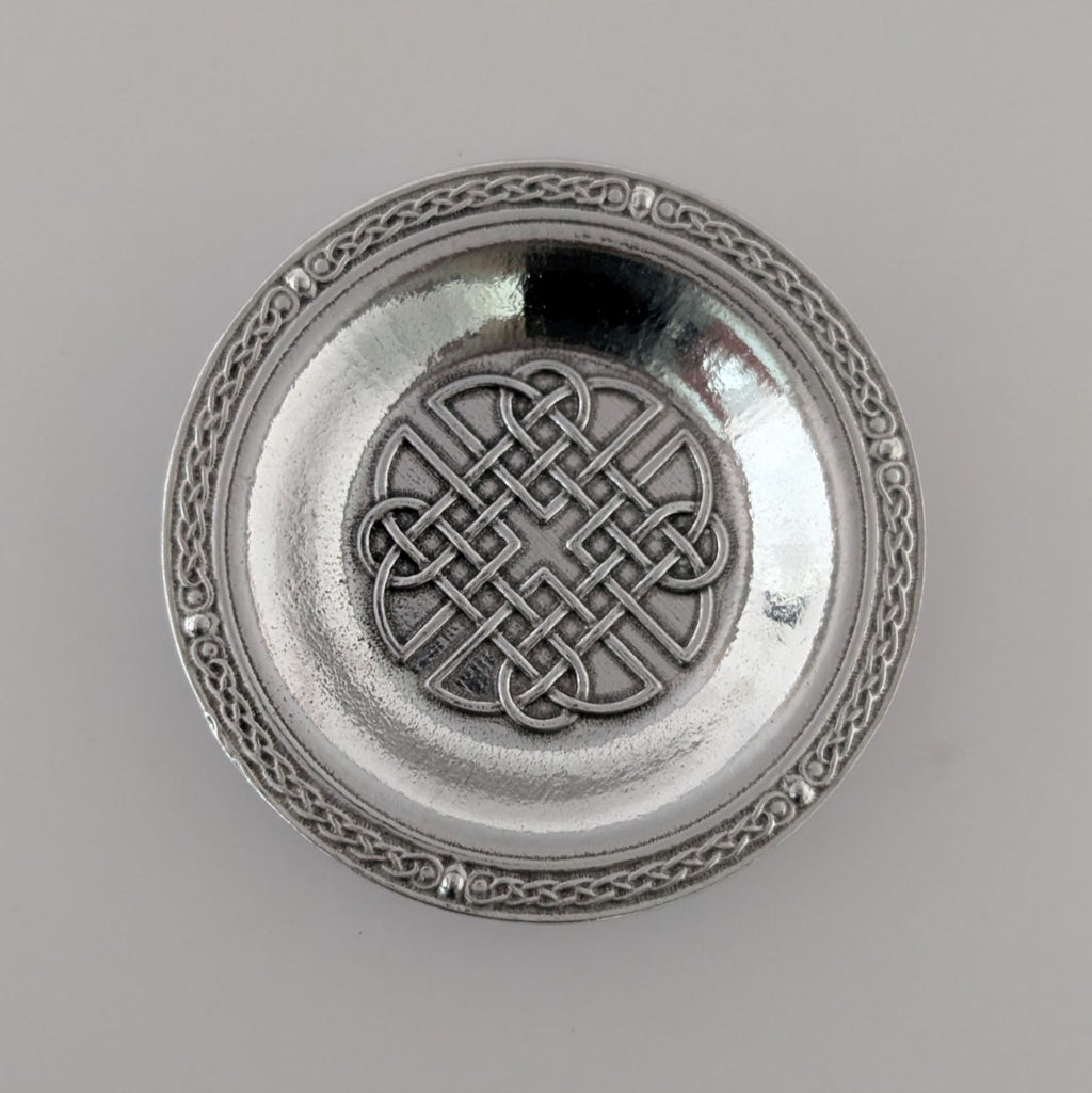 Celtic Dara Knot Pewter Ring Dish — 3” Round Trinket Dish / Teabag Holder / Catchall