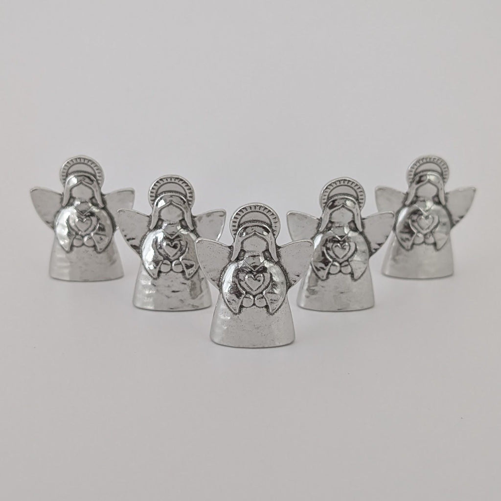 Set of 5 Pewter Pocket Guardian Angels – Handmade Comfort Keepsake Tokens