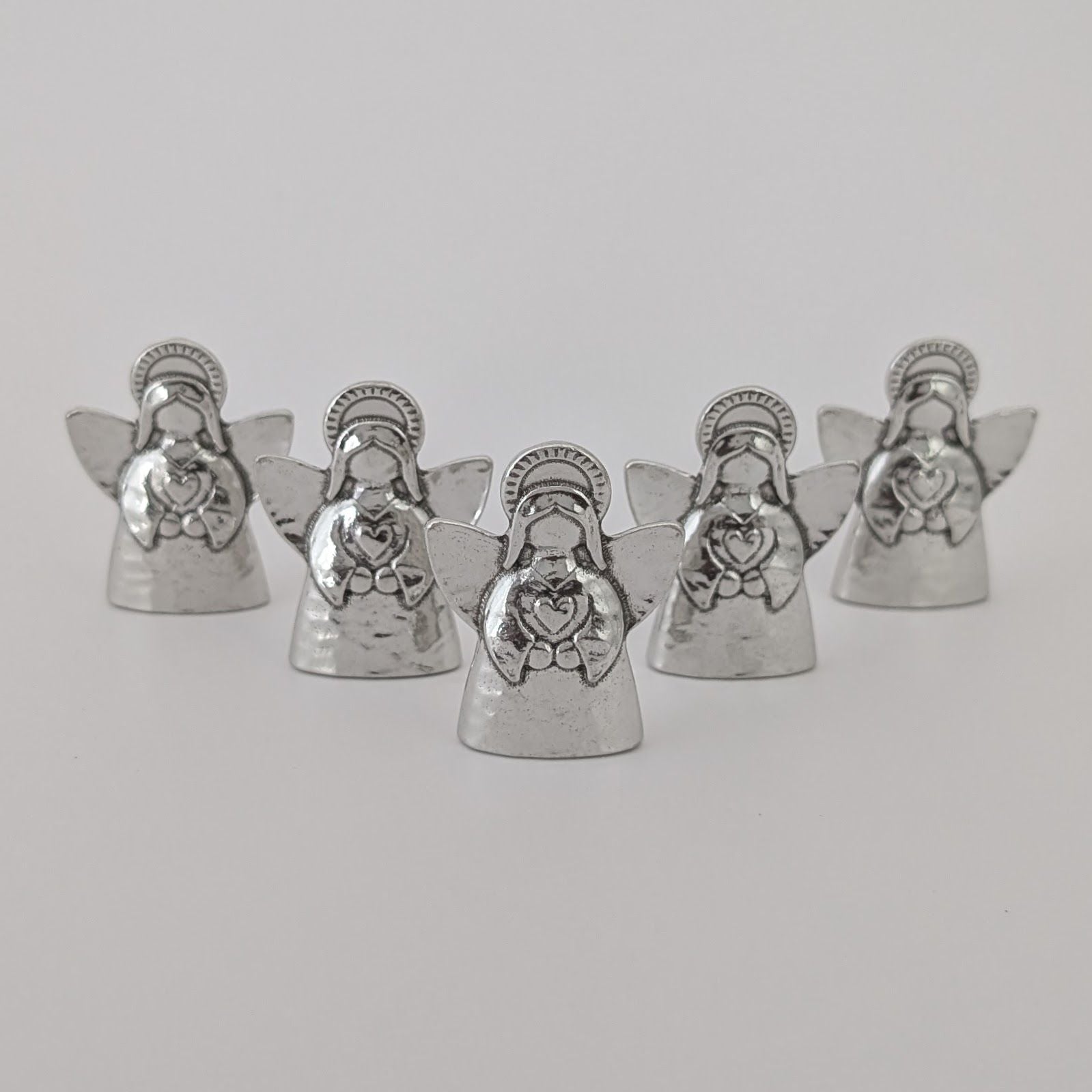 Set of 5 Pewter Pocket Guardian Angels – Handmade Comfort Keepsake Tokens