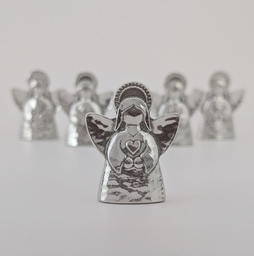 Set of 5 Pewter Pocket Guardian Angels – Handmade Comfort Keepsake Tokens