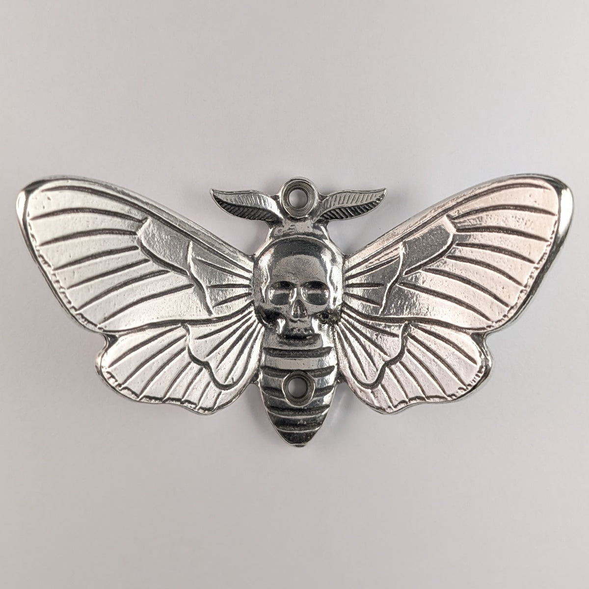 Pewter death's head hawkmoth wall hook product photo on a white background