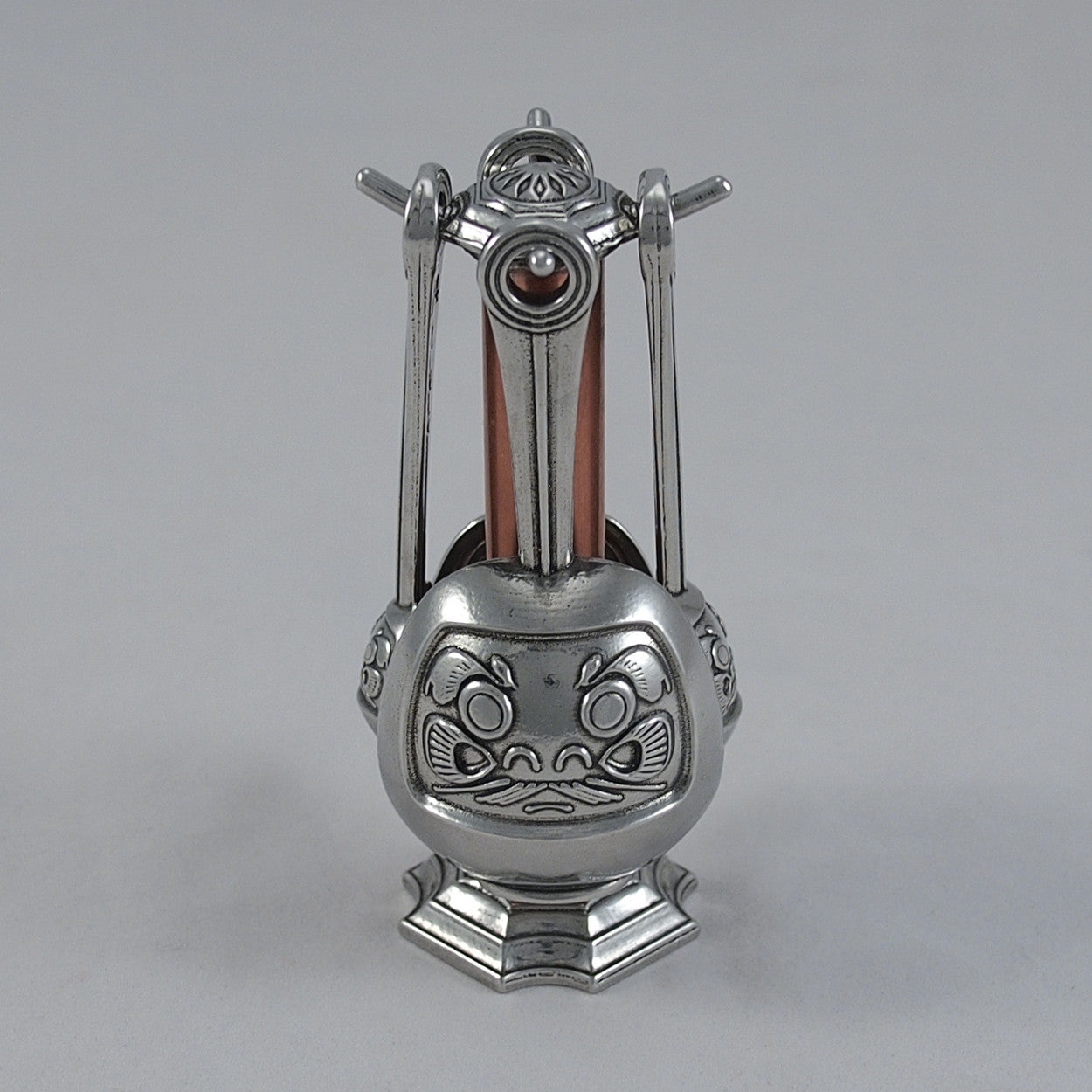 Daruma Measuring Spoons with Display Stand- Dharma Spoons of Luck and Perseverance- Pewter and Copper