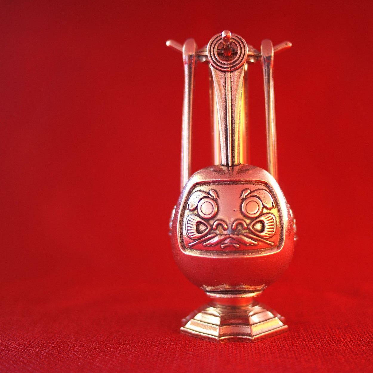 Daruma Measuring Spoons with Display Stand- Dharma Spoons of Luck and Perseverance- Pewter and Copper
