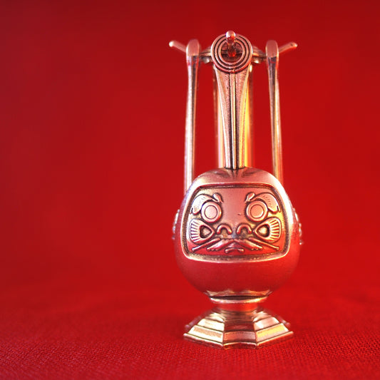 Daruma Measuring Spoons with Display Stand- Dharma Spoons of Luck and Perseverance- Pewter and Copper