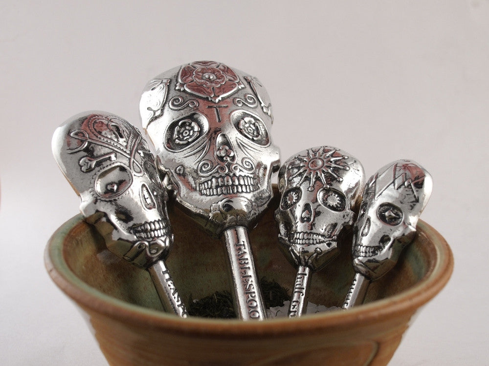 Calavera Measuring Spoons- Set of Pewter Sugar Skulls