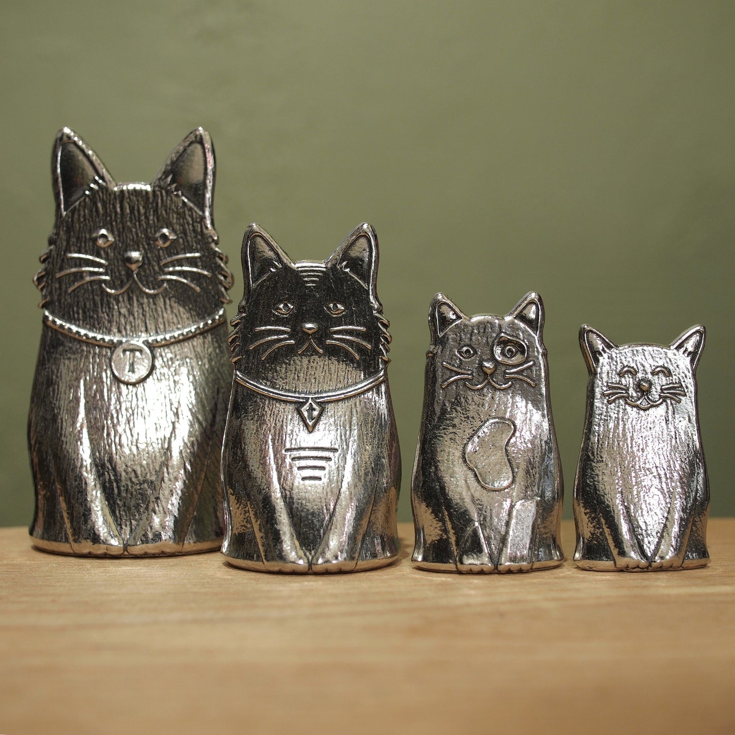 Cat Measuring Spoons- Feline Family of Pewter Spoons