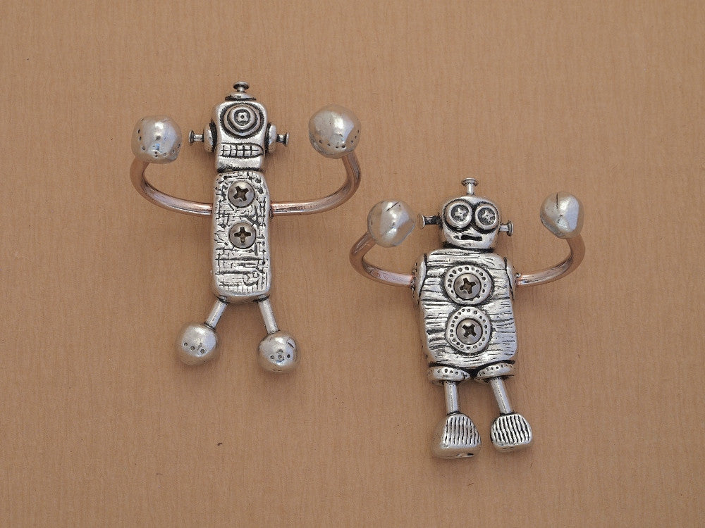 We Are the Robots, Pair of Pewter and Copper Wall Hooks