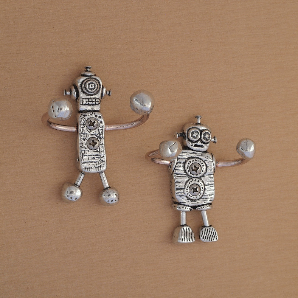 We Are the Robots, Pair of Pewter and Copper Wall Hooks